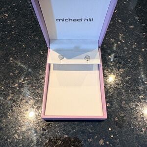 Michael Hill Diamond Halo Stud Earrings - White/Silver